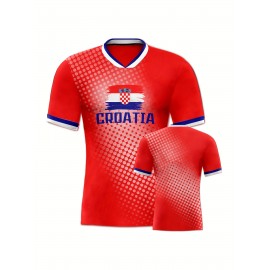 Croatia Country Home Soccer Jersey T-shirt, Professional Sports Fabric Women's Creative Pattern Print, As Gifts For Sports Fans