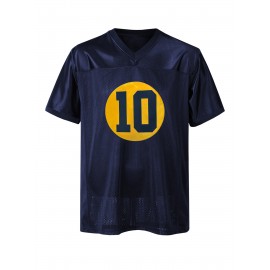 Men's #10 Dark Blue Retro Mesh Embroidery Sport Jersey : V-neck short sleeves Breathable Sports T-shirt For Training Competition