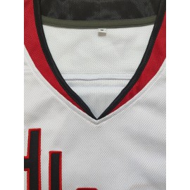 Men'S #00 Embroidery White ice hockey Sport Jersey : V-neck short sleeves Breathable Sports Uniform For Training Competition