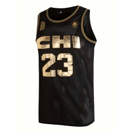 Men's 23# Throwback Basketball Jersey, Vintage Embroidered Crewneck Breathable Race Training Uniform