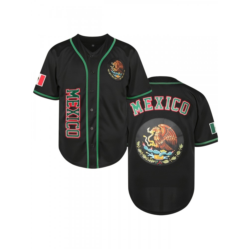 Men's Mexico Flag Baseball Jersey - Vibrant National Pride Design, Comfortable Fit for Men And Women, S-3XL Sizes, Perfect for Baseball Fans And Enthusiasts
