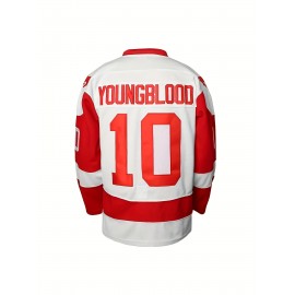 Mustangs 10 Youngblood Hamilton Jersey - Vintage #10 Men's Sports Uniform, Red & White with Horse Logo, Moisture-Wicking Polyester, V-Neck Captain's Sweatshirt for Team Sports & Casual Wear, Streetwear Fashion|Casual Design|Polyester Fabric