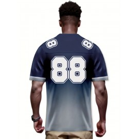 Men's Dallas #88 Polyester Football Jersey, V-Neck Short Sleeve Sports Shirt, Breathable Moisture Wicking Knit Fabric, Casual Outdoor Hiking & Training Top, Regular Fit for Adults & Teens, Spring/Summer/Fall - Machine Washable