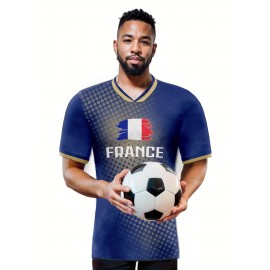 Professional Sports Fabric Men'S Creative Pattern Print Country Home Soccer Jersey T-shirt