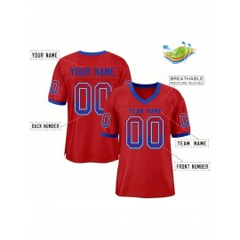 Customizable Plus Size Football Jersey - Personalized Name & Number, Vibrant Orange & White Striped Design, V-Neck Short Sleeve for Women'S Outdoor Sports, Team Uniforms, Summer Athletic Wear, Sporty Clothing, Durable Sportswear