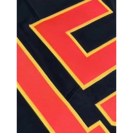 Women'S Plus Size Customizable Football Jersey - Personalized Name & Number, Soft Comfortable Fabric, V-Neck Short Sleeve, Black with Red Accents, Summer Casual Sports Wear, Football Jersey, PLUS SIZE