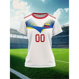 Customizable Women'S Soccer Jersey - Personalized Name & Number, Red Camo Design, Soft Fabric, Round Neck, Summer Sports & Casual Wear, Soccer Accessories