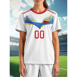 Customizable Women'S Soccer Jersey - Personalized Name & Number, Red Camo Design, Soft Fabric, Round Neck, Summer Sports & Casual Wear, Soccer Accessories