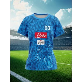 Customizable Women'S Plus Size Football Jersey - Personalized Team Name & Number, Breathable Outdoor Sports Shirt with Vibrant Blue & Pink Geometric Design, Perfect for Soccer Fans, Soccer Fan Apparel | Vibrant Jersey Design | Durable Fabric Shirt