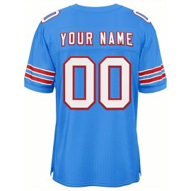 Customizable Football Jersey - Personalized Name & Number, V-Neck, Short Sleeve, Breathable Mesh Fabric, Team Colors with Bold 