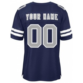 Customizable Football Jersey - Personalized Name & Number, V-Neck, Short Sleeve, Breathable Mesh Fabric, Team Colors with Bold 