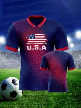 USA America Country Home Soccer Jersey T-shirt, Professional Sports Fabric Women's Creative Pattern Print, As Gifts For Sports Fans