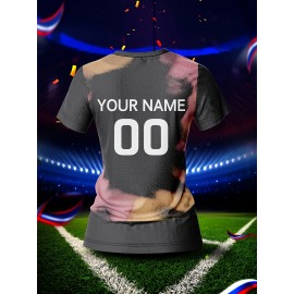 Customized Women'S V-Neck Football Jersey with Name and Number - Personalized Team Training Sports Shirt, Comfortable, Breathable, Quick-Dry Polyester for Fitness & Casual Wear, Gym Shirts