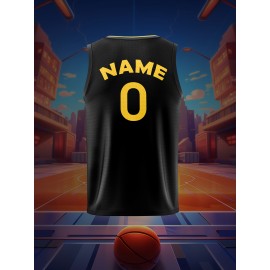 Customizable Kids Basketball Jersey Top with Name and Number - Breathable Polyester Mesh Tank Top for Sports, Training, Outdoor Activities - Unisex, All-Season, Washable, Knit Fabric, Loose Fit