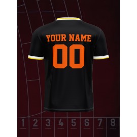 1pc Customizable V-Neck Soccer Jersey for Kids - 100% Polyester Knit Fabric, All-Over Print, Personalized Name & Number, Regular Fit for Boys & Girls - Ideal for Sports, Casual Wear, Training, Beach, Birthday & Outdoors