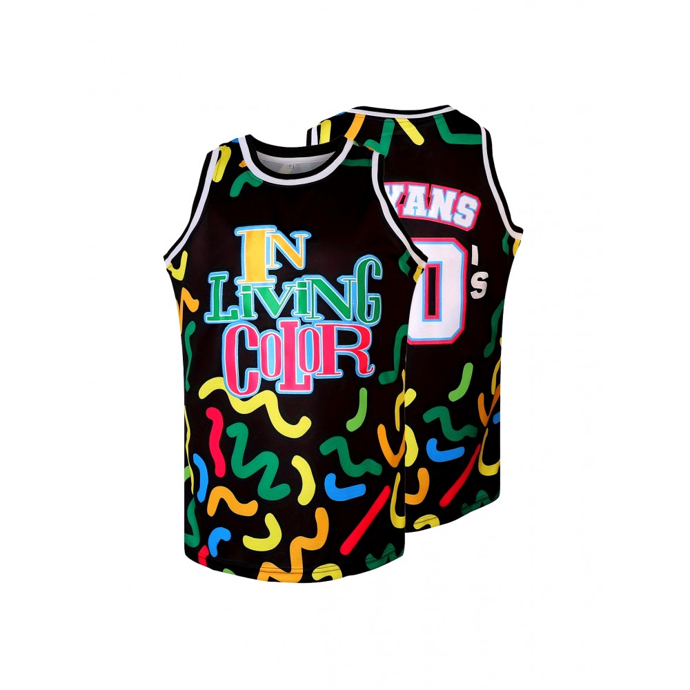 90 Basketball Jersey Stitched Men's Basketball Top Polyester Sleeveless Basketball Suit Black S-3XL