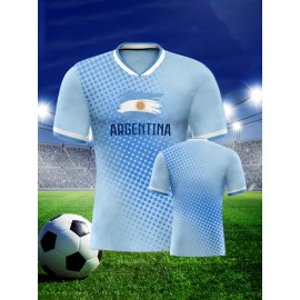 Professional Sports Fabric Women's Creative Graphic Print South American National Team Football Jersey T-Shirt, As Gifts For Sports Fans